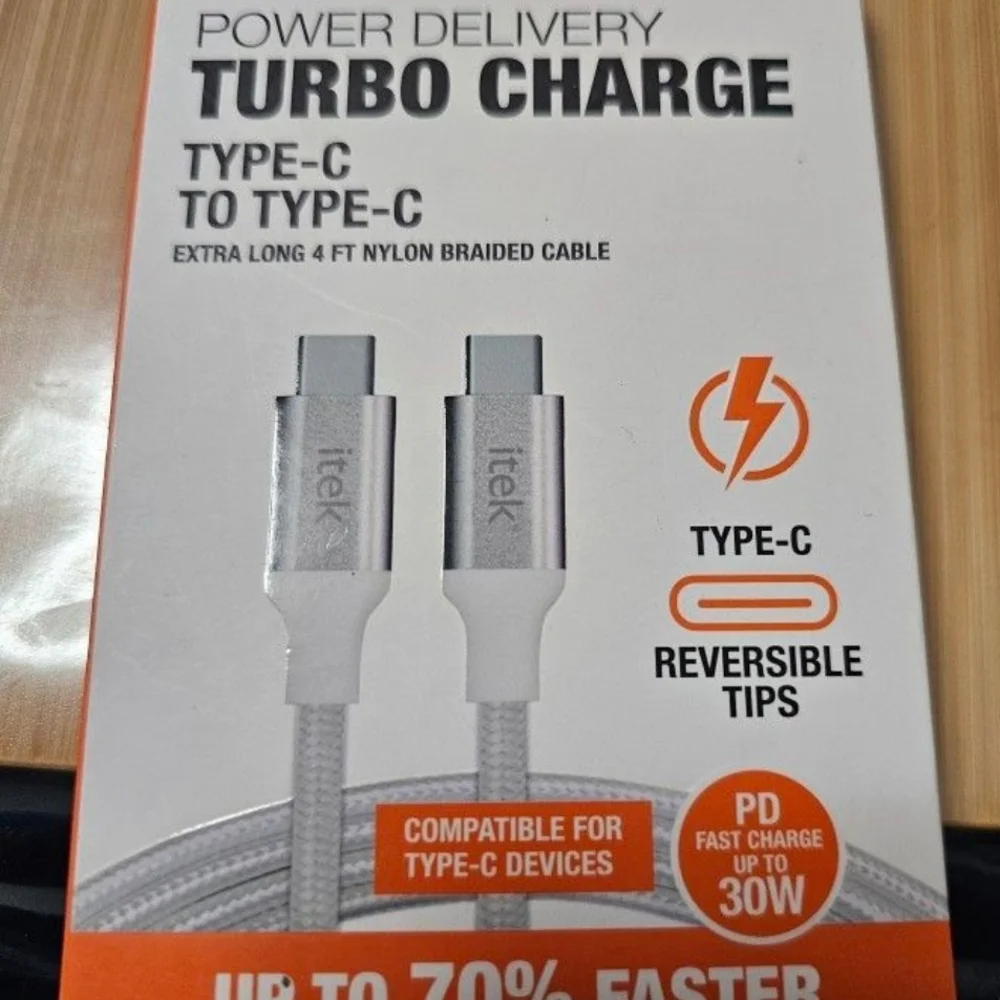 Silver Power Delivery Turbo Charge Cable for Tablets